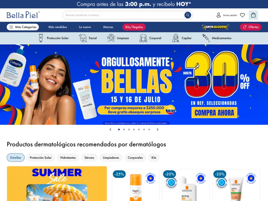 Sitio web de Bella Piel — ecommerce de dermocosmética