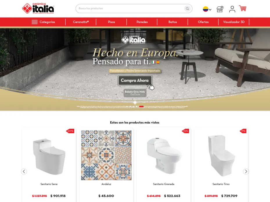 Sitio web de Cerámica Italia — tienda online de revestimientos