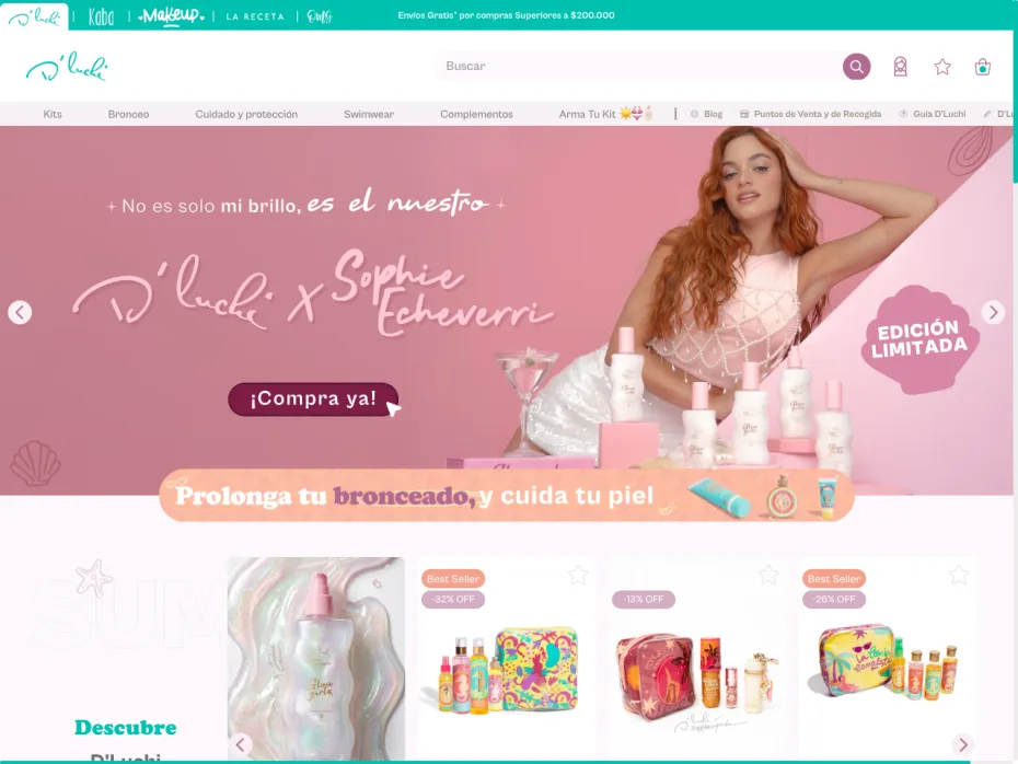 Sitio web de D'Luchi Laboratorio — ecommerce de cosmética